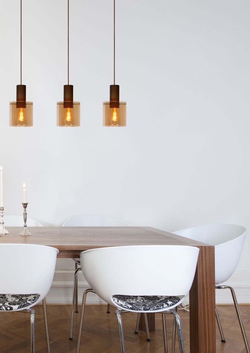 Lucide TOLEDO - Závesné svietidlo - Ø 20 cm - 3xE27 - Jantárová